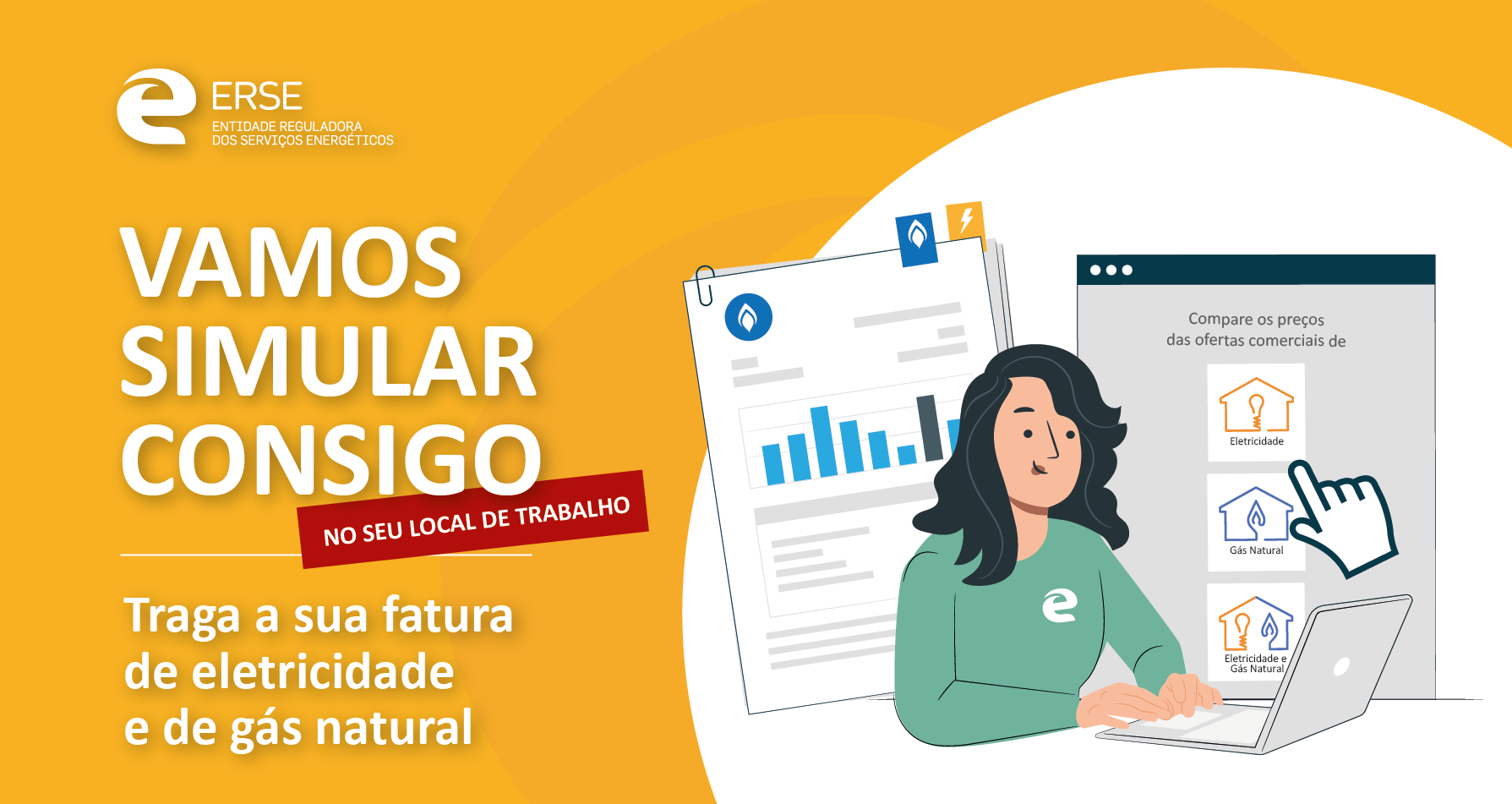 Imagem de um colaborador da ERSE a usar o simulador de preços de energia